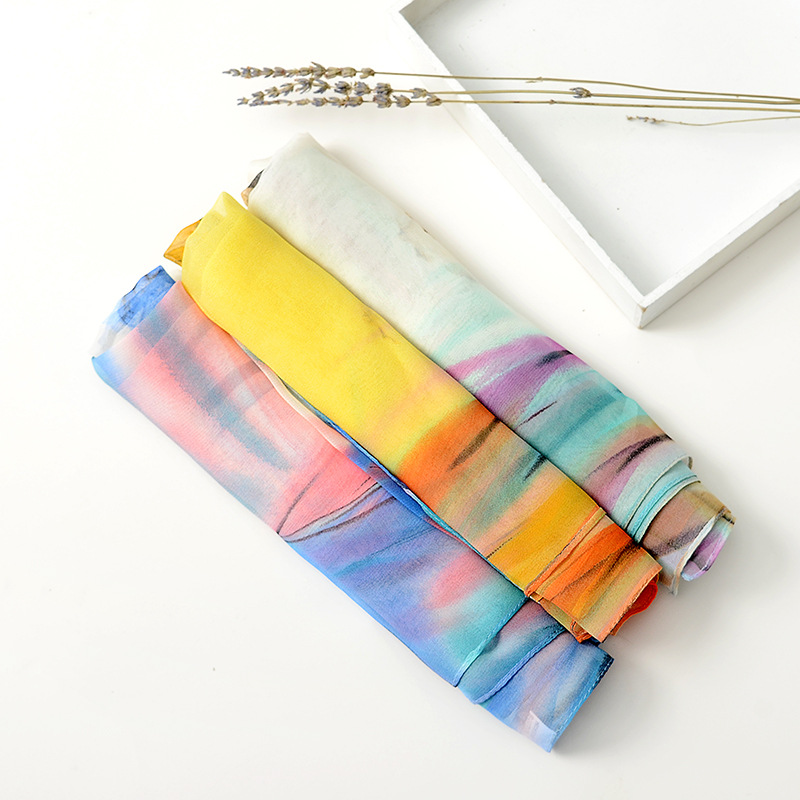 2021 new ladies air conditioning thin silk scarf wholesale silk scarf imitation silk Joker silk scarf sunscreen scarf colorful scarf