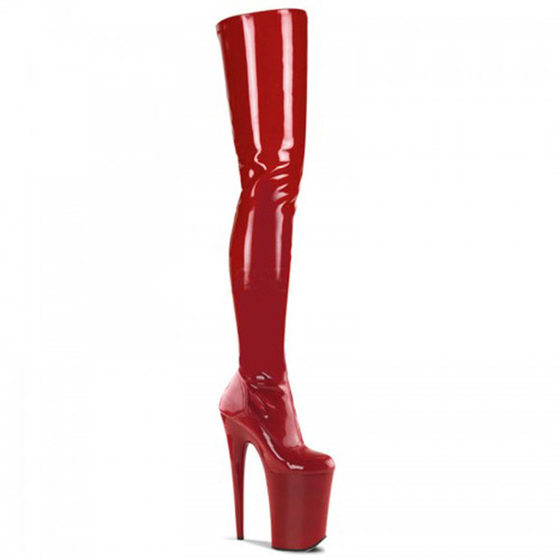 20cm high-heeled patent leather women's boots hate sky high knee high heels nightclub knee boots boots can be customized
