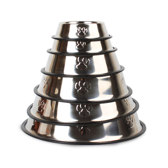 Stainless steel dog bowl non-slip anti-knock dog bowl medium and large dog thickened dog bowl pet food in stock wholesale
