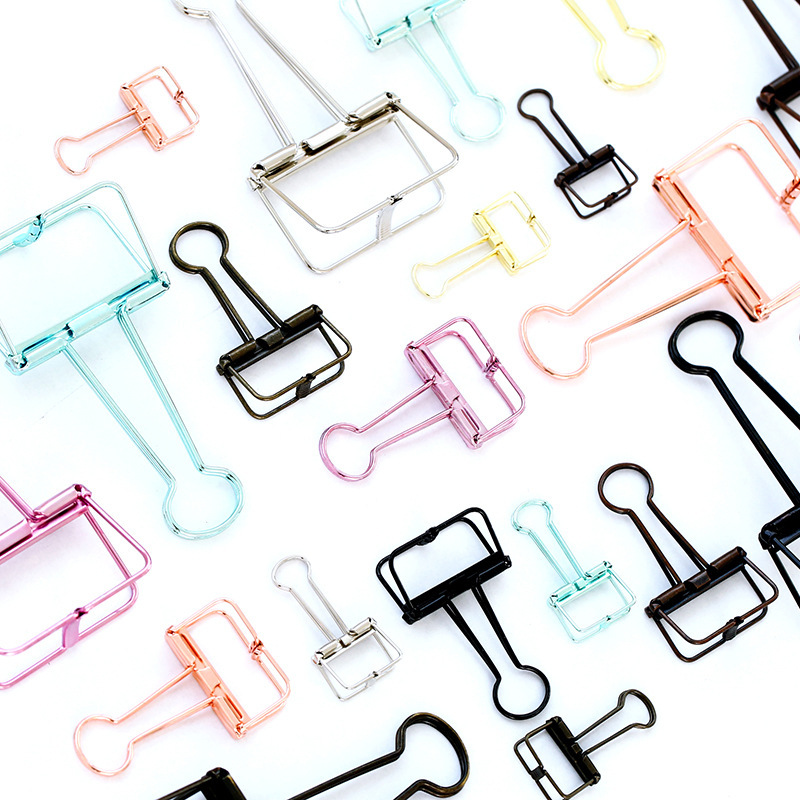 Simple metal hollow long tail clip creative Journal cute color Office file dovetail clip 50mm large