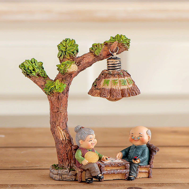 Original Old People Decoration Nightlight TV Cabinet Living Room Resin Decoration Creative Wedding Birthday Gift