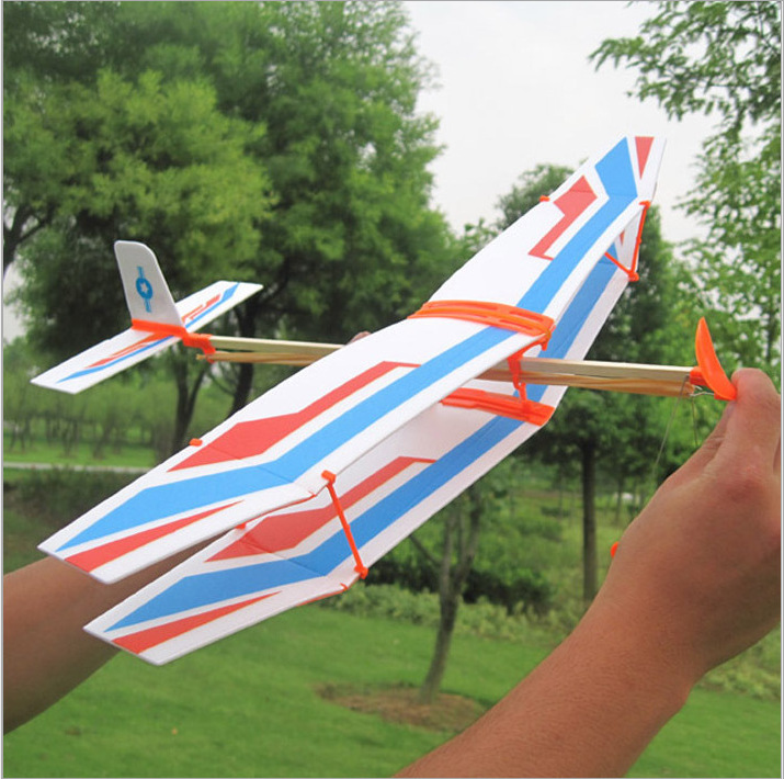 Aircraft model assembled rubber band aircraft model toy Tianchi rubber band power biplane model wholesale