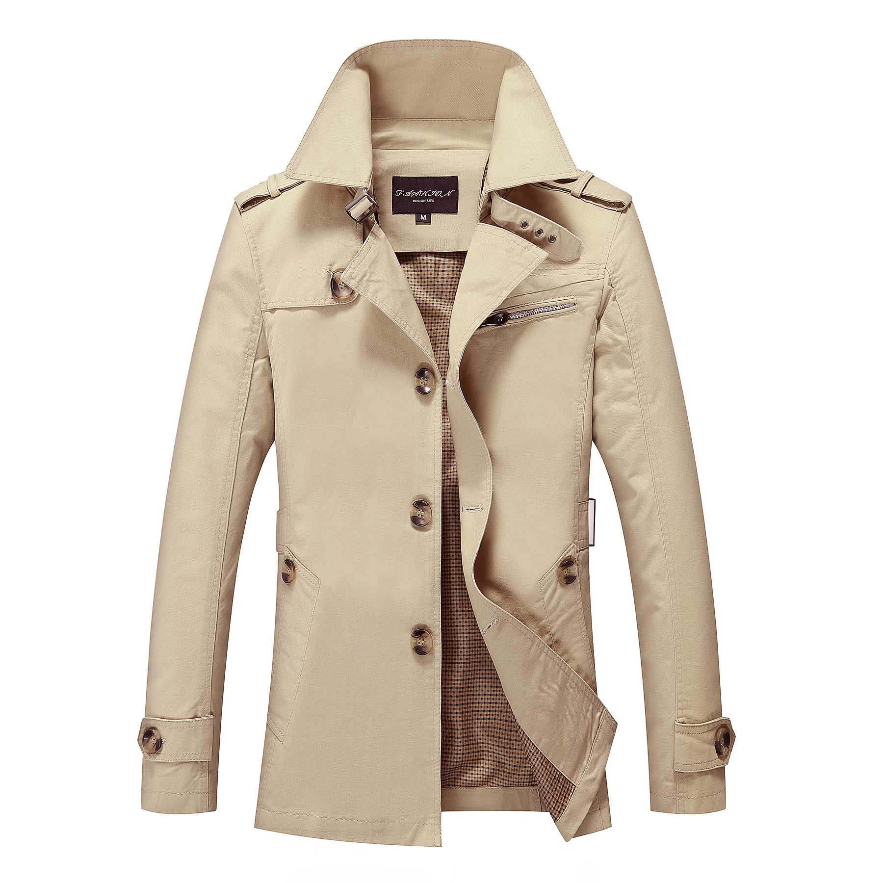 Autumn 2023 Men's Jacket Men's Thin Coat Large Size Business Casual Mid-length Cotton Washed Coat