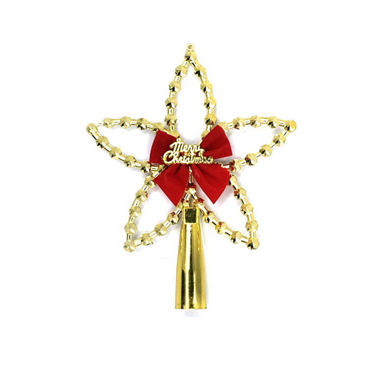 Christmas tree top star tree star five-pointed star Christmas decorations Christmas gifts with bow tie plate