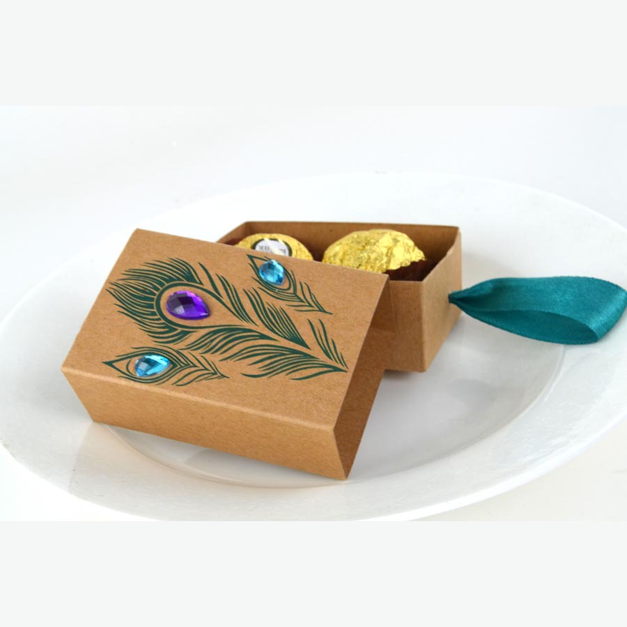 Peacock Candy Box Drawer Paper Box Candy Dessert Tea Bag Box Kraft Paper Candy Box Diamond Peacock Gift Box Packaging