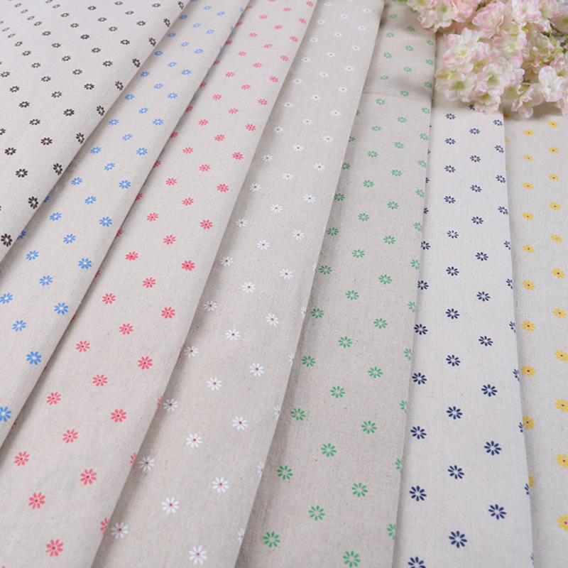 [Factory direct supply] DIY Daisy printing cotton and linen fabric blended fabric sofa curtain linen printing