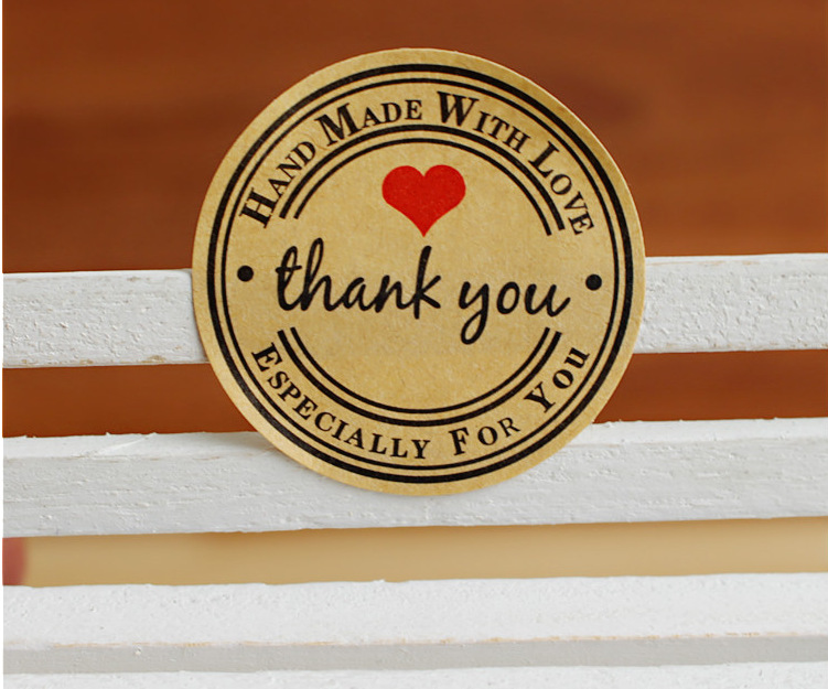Sealing stickers Kraft paper sealing stickers thank you decorative stickers adhesive baking sealing stickers 12 pieces
