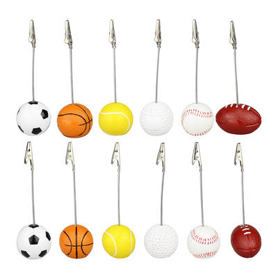 Notes clip resin sports ball base metal crocodile mouth photo clip, office home decoration