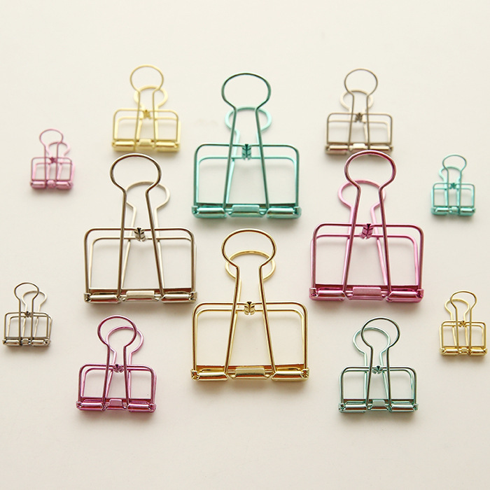 Simple metal hollow long tail clip creative Journal cute color Office file dovetail clip 50mm large