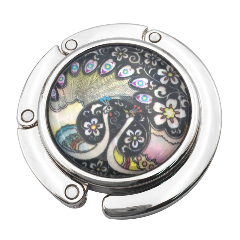 Spot Creative Imitation shell Peacock hanging hook hot creative round hanging bag machine table folding portable hook hook
