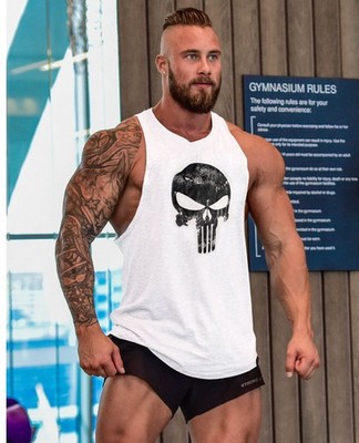 Gym Sports Running Fitness Training Vest Men's Bodybuilding Sleeveless Cotton Foreign Trade I-shaped Vest