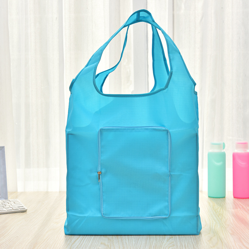 Folding Shopping Bag Portable Large Environmental Bag Oxford Cloth Thickened Handbag Waterproof Zipper Bag for Repeated Use