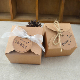Wavy Kraft Paper European Style Vintage DIY Candy Box European Style Candy Box Square Kraft Paper Candy Box