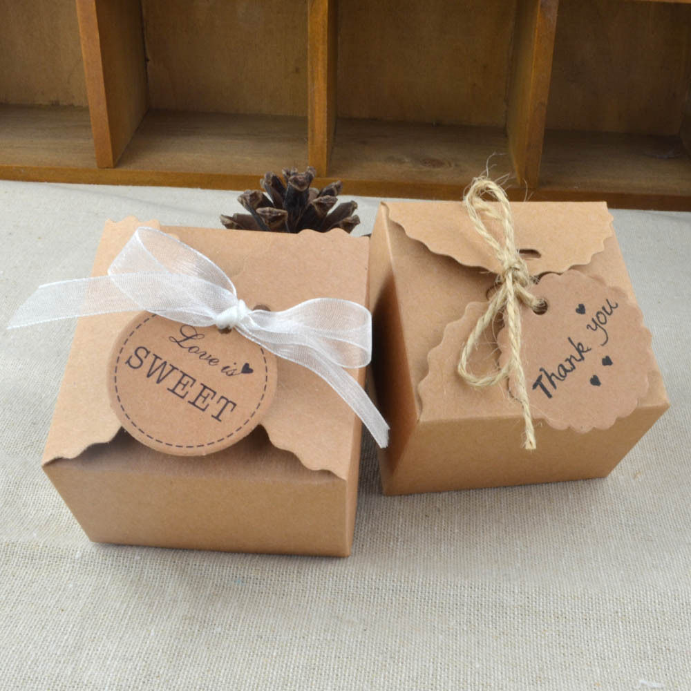 Wavy Kraft Paper European Style Vintage DIY Candy Box European Style Candy Box Square Kraft Paper Candy Box