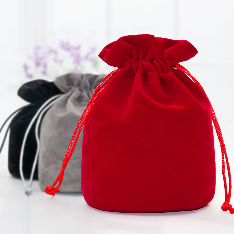 Round bottom cloth bag double flannel bag drawstring pocket jewelry small storage bag high-grade Velvet wine bag printed logo