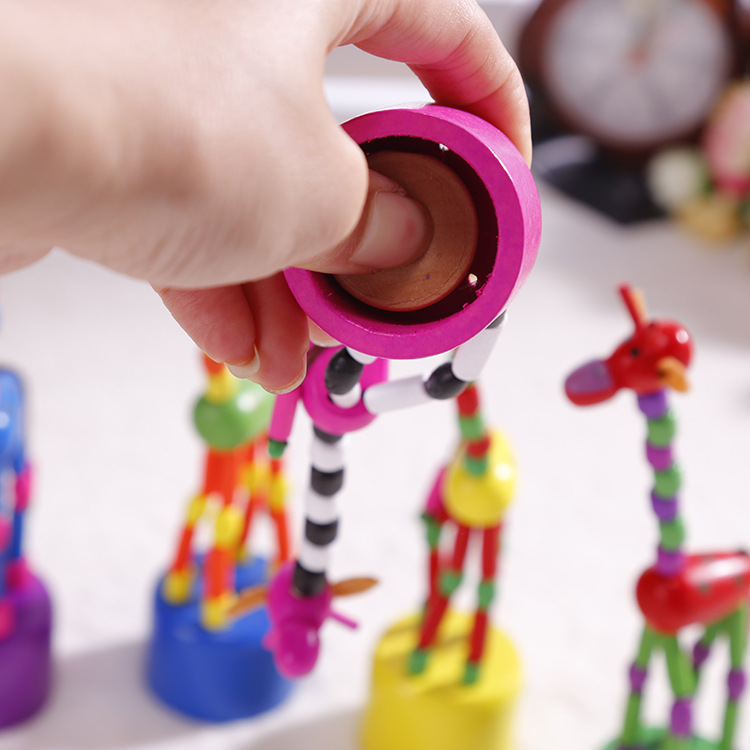 Creative Swing Animal Wooden Giraffe Cartoon Children's Toy Children's Educational Barrel Stall Hot Selling Dolls