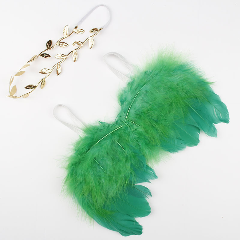 New European and American Leaf Flower Headband and Angel Feather Wings Baby Photo Props Baby Fashion Decoration