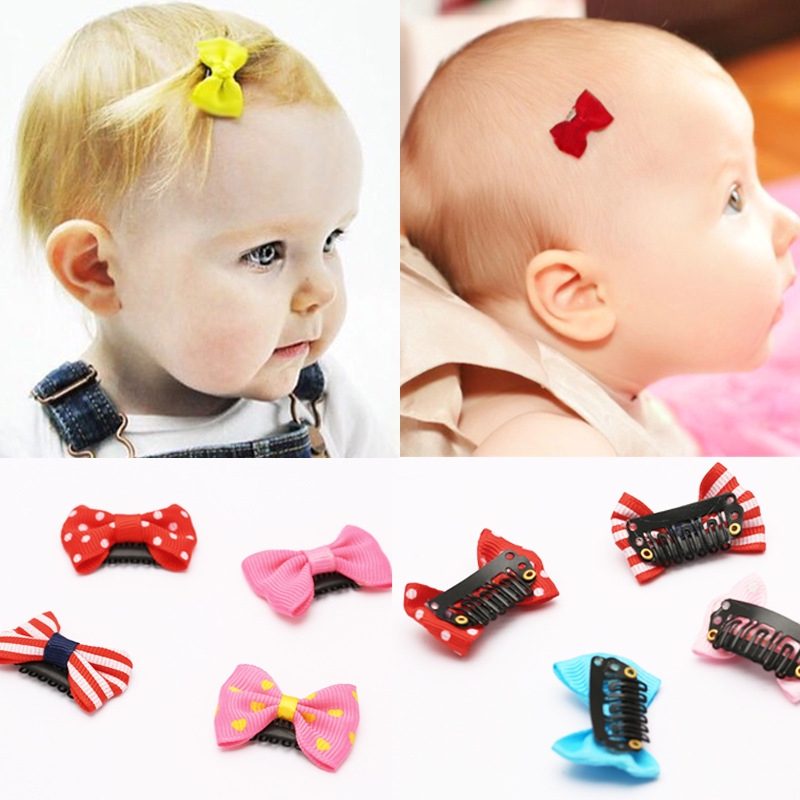 Korean Style Fabric Bow Small Hairpin Less Hair Quantity Children's Hairpin Baby Safety Hairpin Hair Accessories Children's Wear Small Gifts
