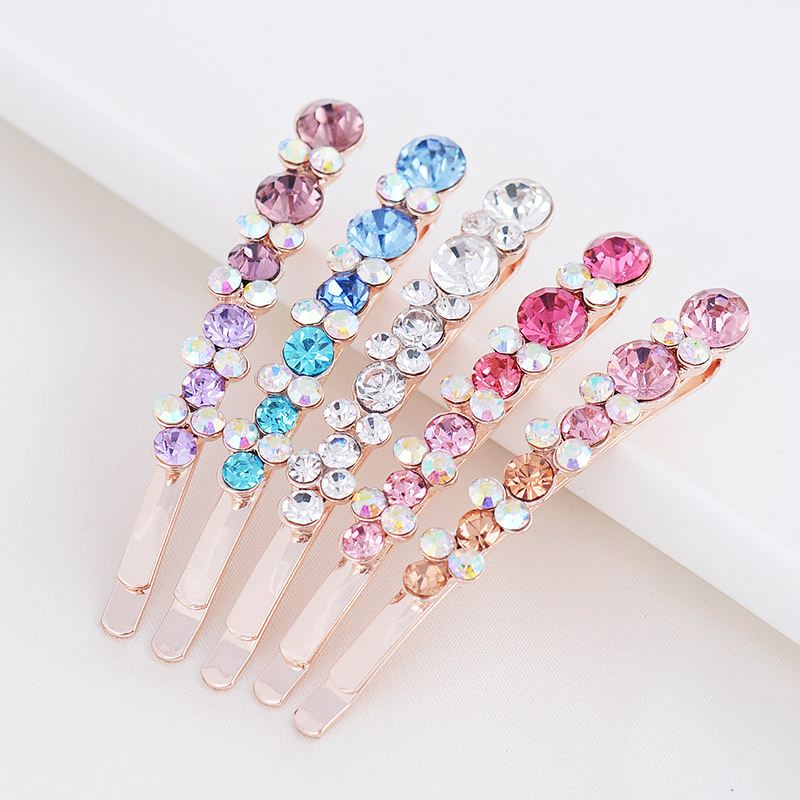 New Shiny Rhinestone Bow Style Pair Clip Korean Style Girl's All-match Hairpin One-word Bangs Clip Supply