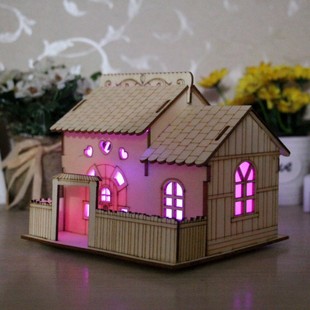 New creative Villa courtyard with light piggy bank creative piggy bank wooden home decoration night light