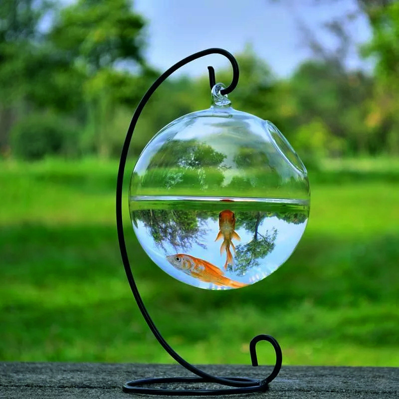 Creative hanging glass vase fish tank transparent spherical glass handmade fish tank home decoration ornaments