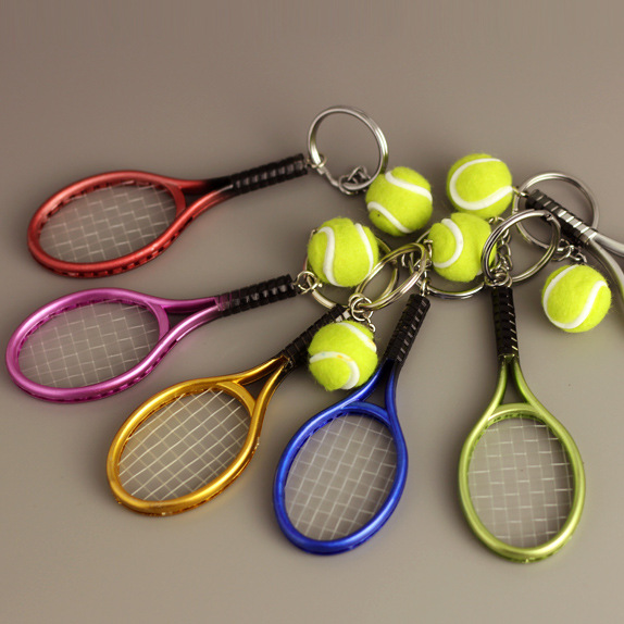 Sports supplies mini tennis racket keychain creative advertising pendant promotional activities promotional small gifts