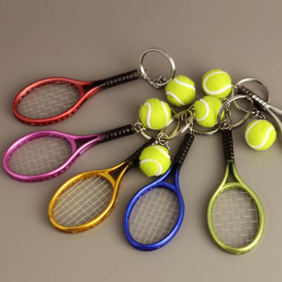 Sports supplies mini tennis racket keychain creative advertising pendant promotional activities promotional small gifts