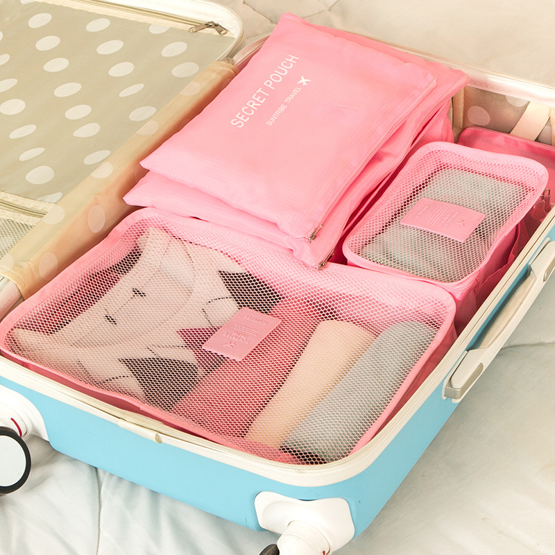 Travel six-piece storage bag travel wash storage bag clothes classification organizing bag large 6-piece set printed logo