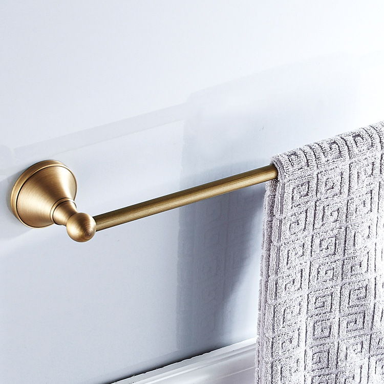 A generation of wholesale price single pole towel bar bathroom brass European shower pendant antique towel rack single pole