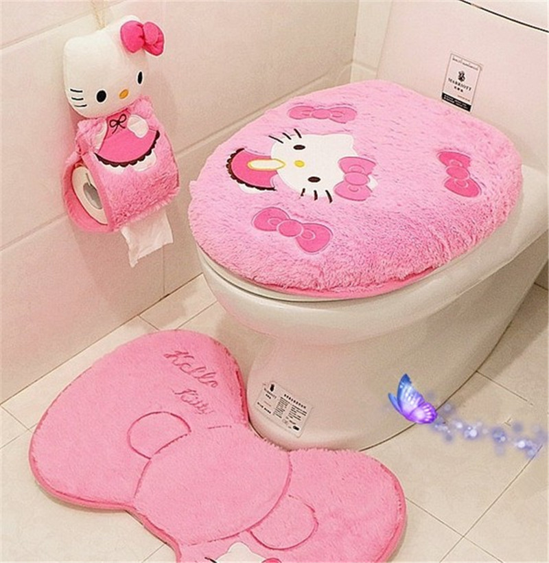New cartoon toilet pad set Korean Velvet toilet four-piece set toilet pad a generation of hair
