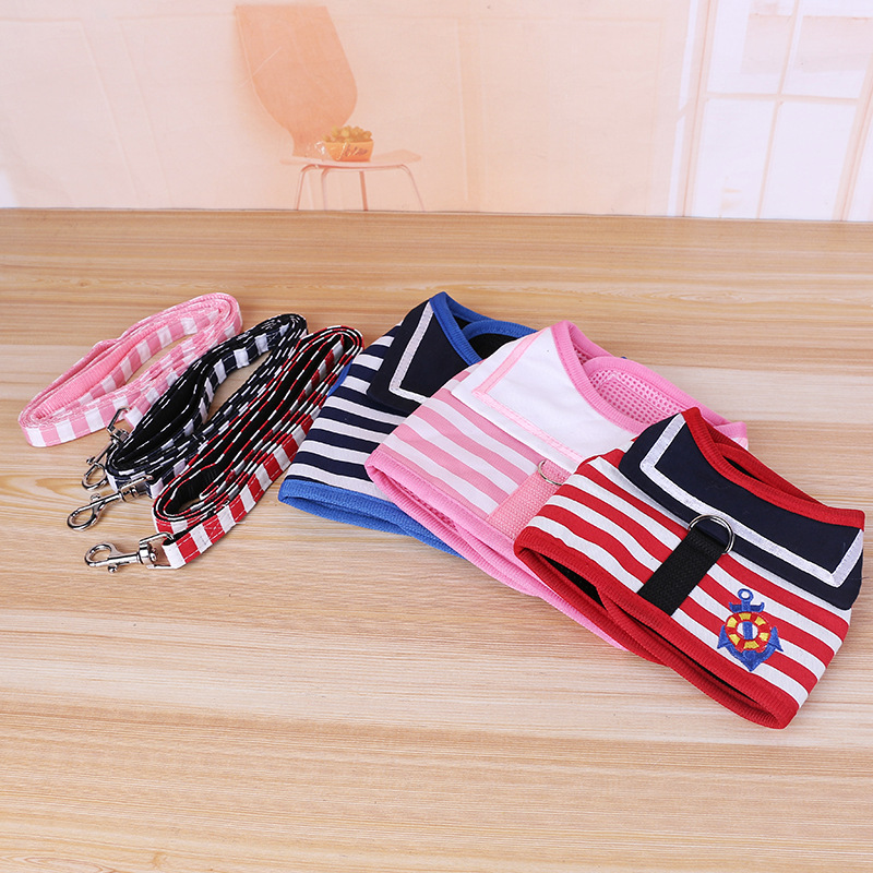 Pet supplies traction rope Navy wind chest strap dog chain two-use vest Teddy VIP chest strap wholesale