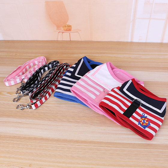Pet supplies traction rope Navy wind chest strap dog chain two-use vest Teddy VIP chest strap wholesale