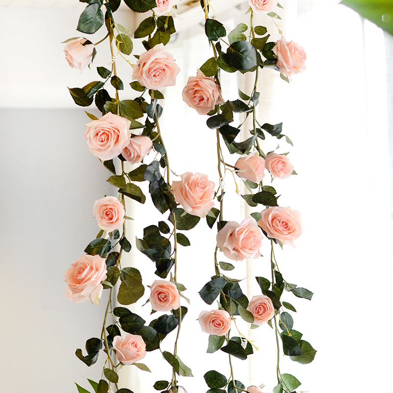 Cross-border supply of artificial flower rattan wholesale home decoration wedding artificial flowers simulated 1.8 meters Australian rose rattan