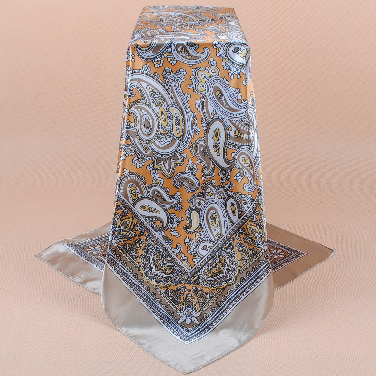 Classic Paisley cashew flower 90 satin large square scarf silk scarf wholesale women's vintage printed scarf