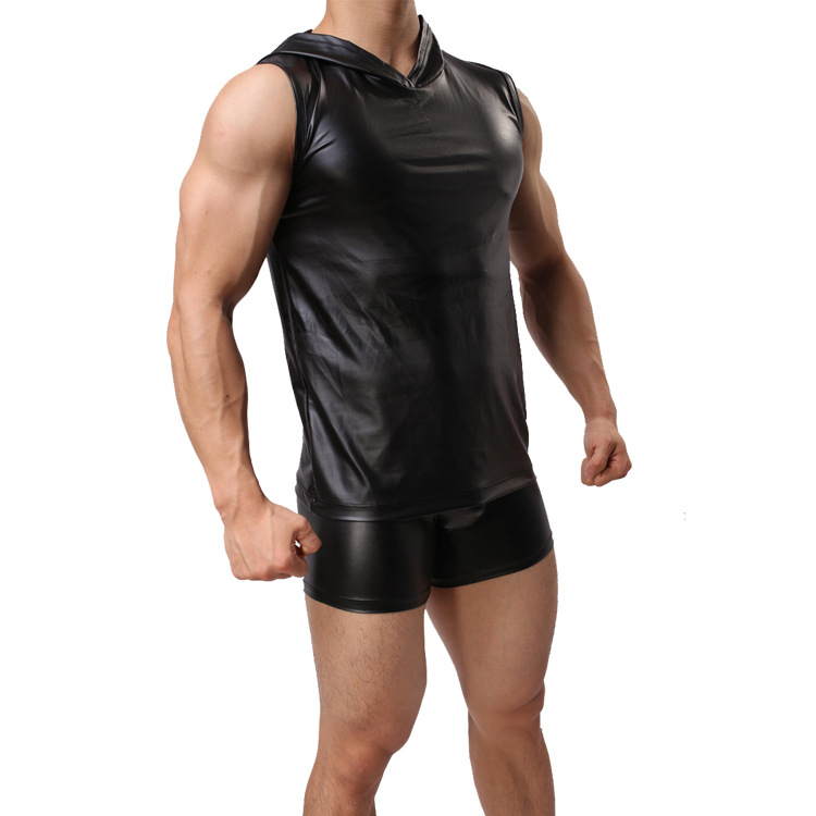 Men's imitation leather vest sexy sexy suit underwear casual patent leather a generation of hair