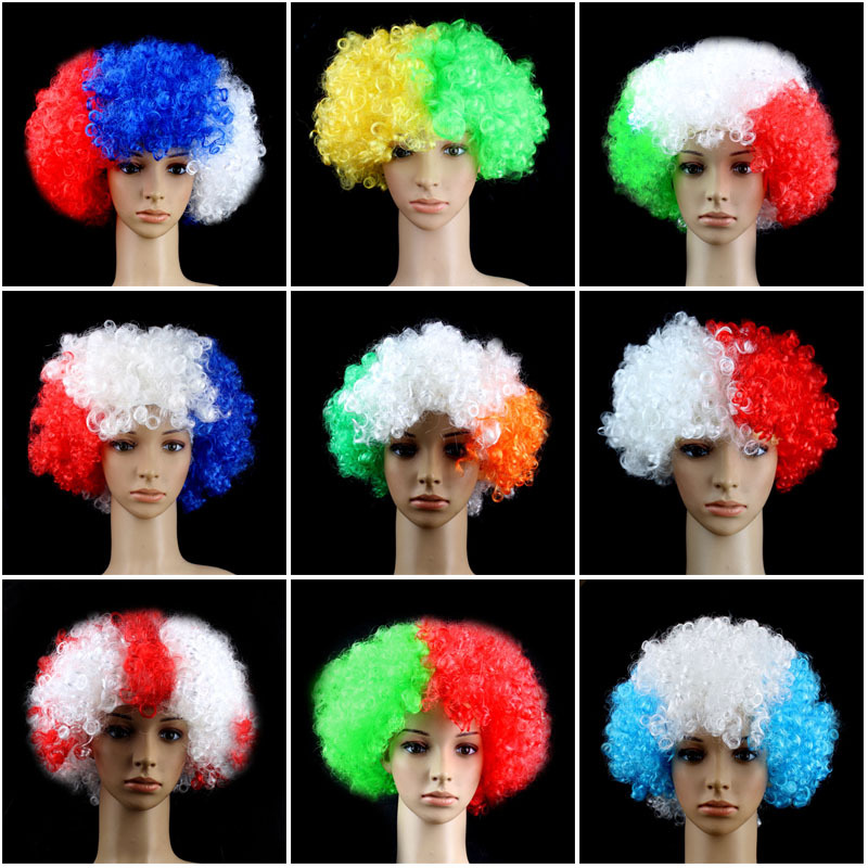 Fans Exploding Head Cross-border European Cup World Flag Color Headgear Funny Funny Carnival Festival Props Wig