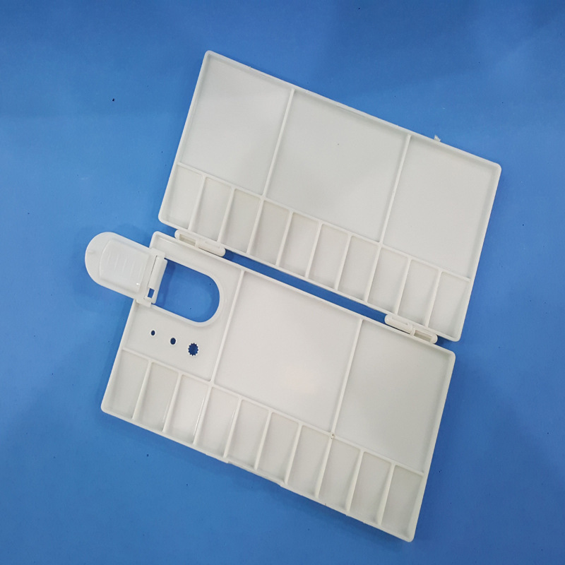 Factory direct gouache Chinese painting palette RD-25 square white palette plastic flip palette
