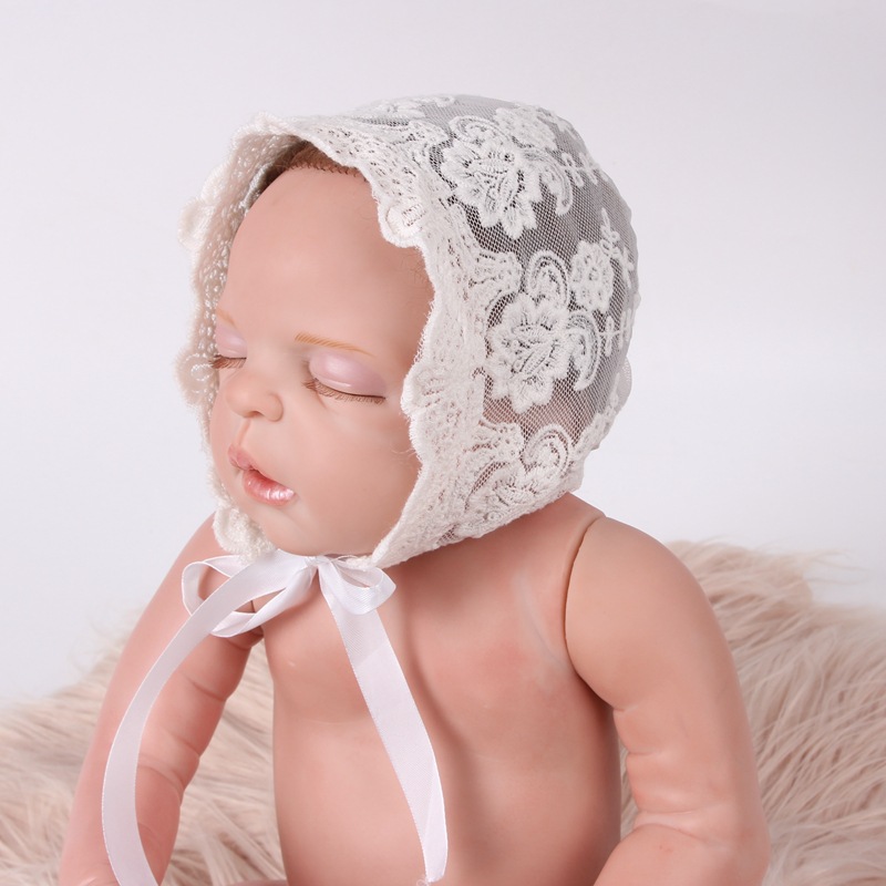 欧美新款全蕾丝小花公主帽 婴儿童摄影道具 宝宝胎帽百天周岁帽