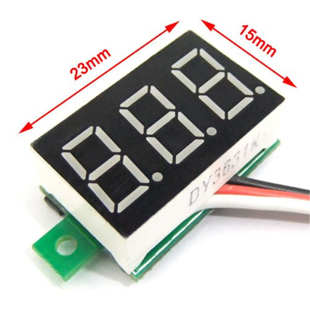 Three-wire voltmeter 0.36 inch DC 0V-30v DC voltmeter motorcycle voltmeter digital display