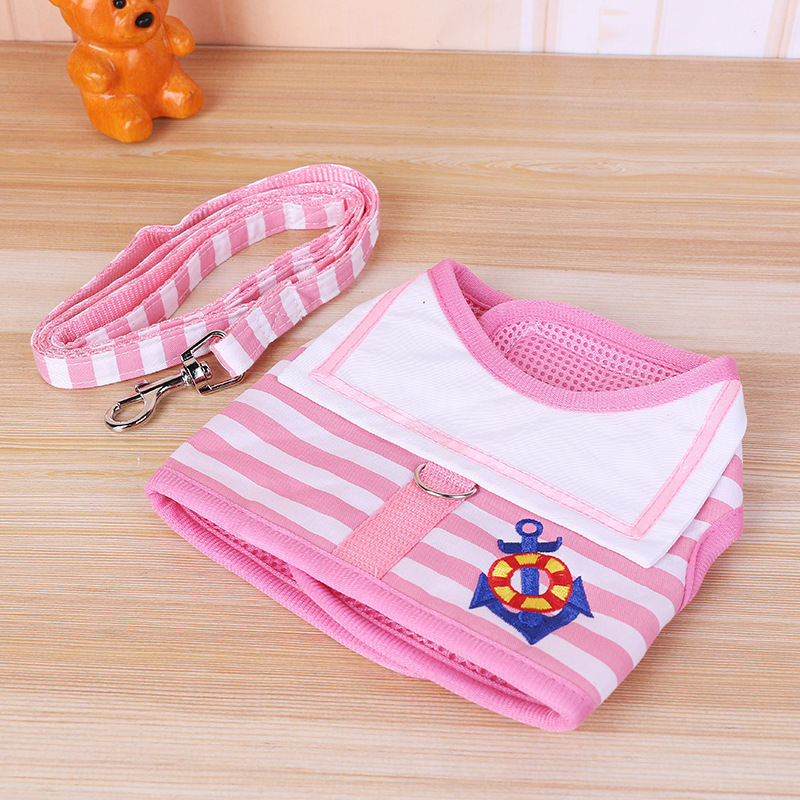 Pet supplies traction rope Navy wind chest strap dog chain two-use vest Teddy VIP chest strap wholesale