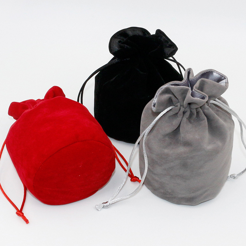 Round bottom cloth bag double flannel bag drawstring pocket jewelry small storage bag high-grade Velvet wine bag printed logo