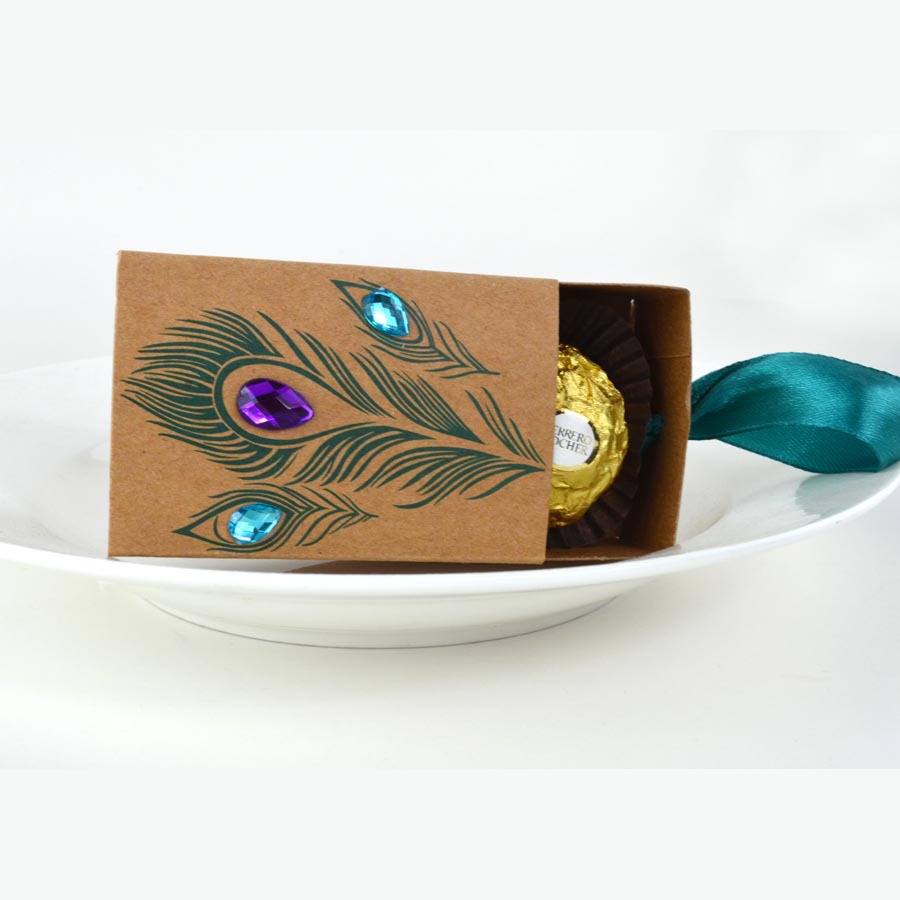 Peacock Candy Box Drawer Paper Box Candy Dessert Tea Bag Box Kraft Paper Candy Box Diamond Peacock Gift Box Packaging