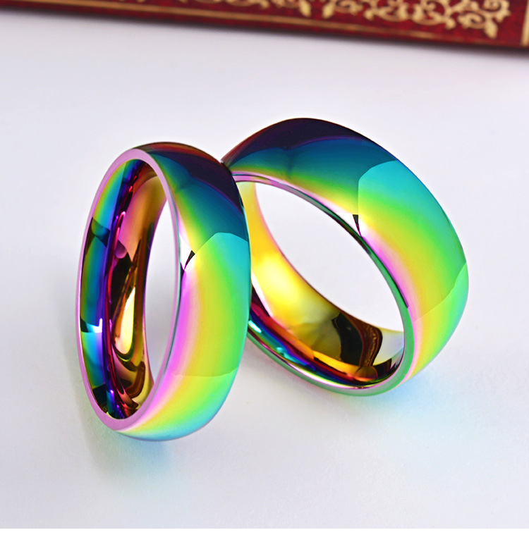 Titanium steel colorful colorful colorful ring Korean rainbow ring European and American popular jewelry wholesale JZ026