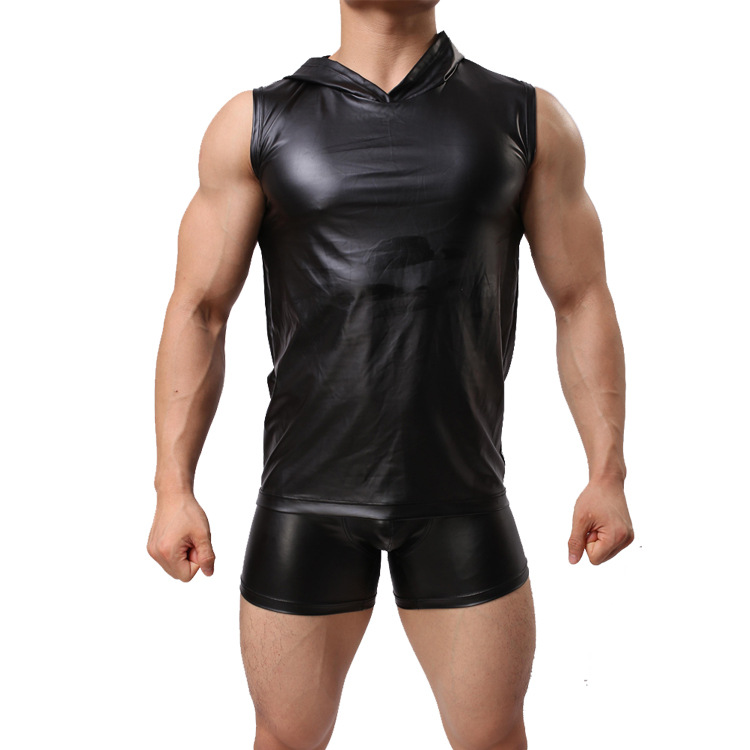 Men's imitation leather vest sexy sexy suit underwear casual patent leather a generation of hair