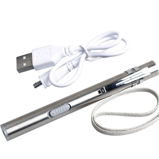 usb mini rechargeable flashlight stainless steel strong light medical flashlight pencil lamp LED lithium battery small flashlight