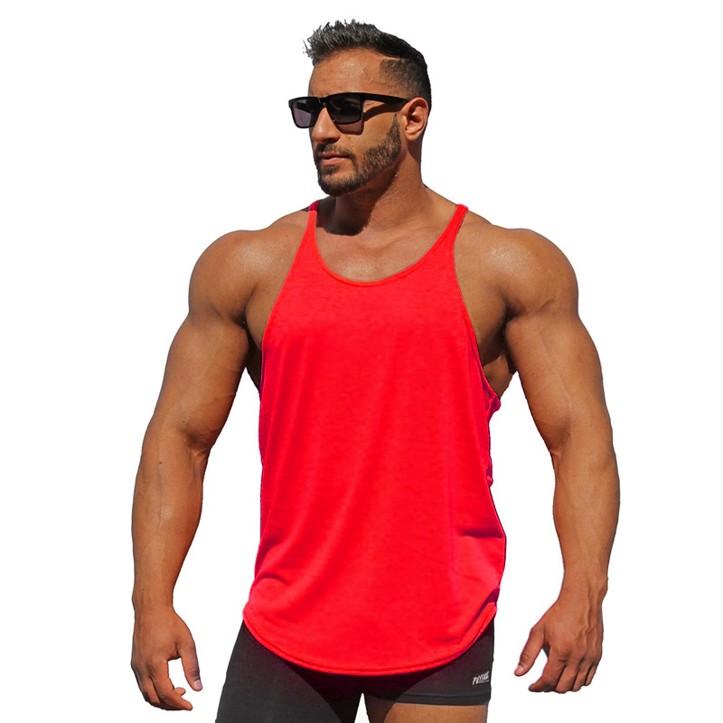AliExpress wish Amazon New Men's Base Solid Color Fitness Sports Cotton Tape Vest Muscle