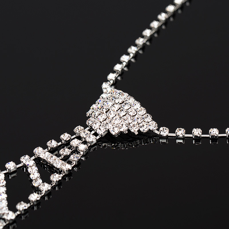 European and American jewelry rhinestone tie long necklace women's bow tie fashion Diamond clothing tie necklace N072