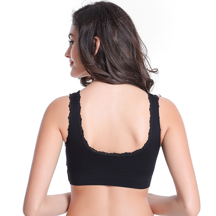 Sports bra without steel ring lace sexy gathered thin bra cross shockproof yoga bra underwear women Wholesale