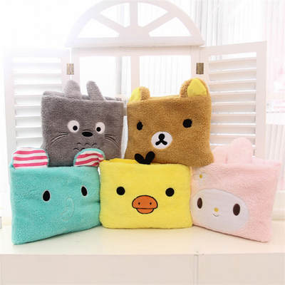 Factory direct supply creative coral fleece cartoon folding blanket pillow dual-use lunch break blanket gift blanket can add LOGO