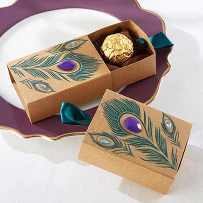 Peacock Candy Box Drawer Paper Box Candy Dessert Tea Bag Box Kraft Paper Candy Box Diamond Peacock Gift Box Packaging